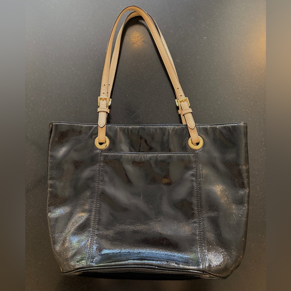 Michael Kors Black Patent Leather Tote Bag